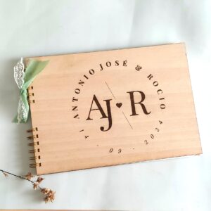 libro de firmas personalizado con nombres y fecha para boda