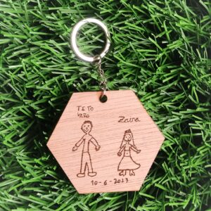 llavero con dibujo personalizado grabado