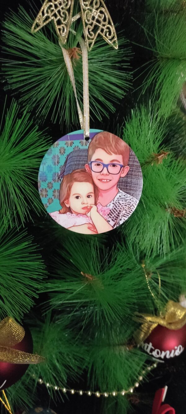 bola esfera con foto familia para el arbol de navidad