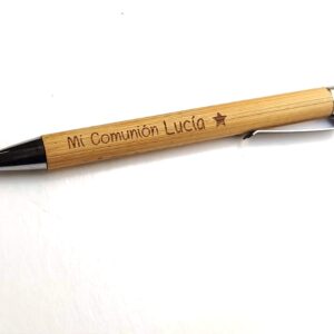 boligrafo para regalar en comunion personalizado con grabado a madera