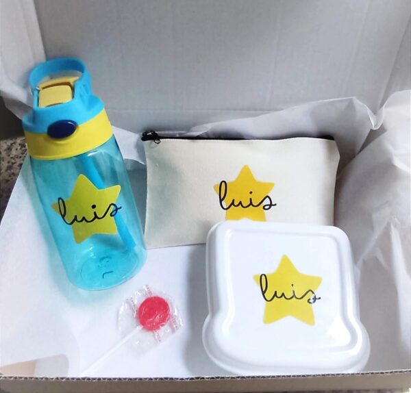 Pack para Guarde e Infantil Personalizado – Botella de Pajita, Sandwichera y Estuche