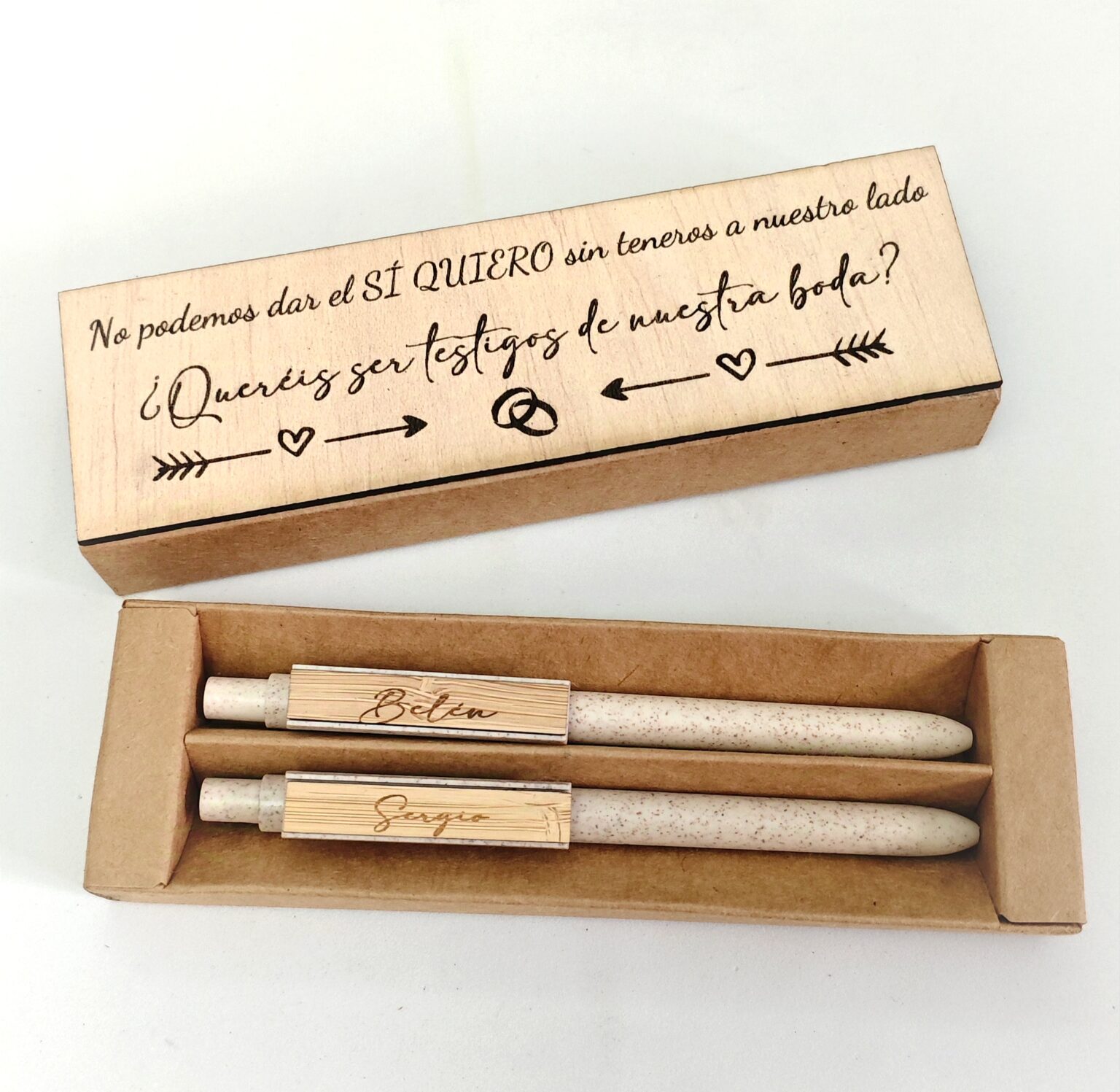 Juego De Bolígrafos Personalizados Con Grabado Láser - Madera De Palisandro Y Metal Lacado Negro, Incluye Caja Elegante, Ideal Para Regalos